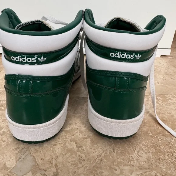 Adidas Men's Dark Green and White Sneakers - Picture 2 of 4